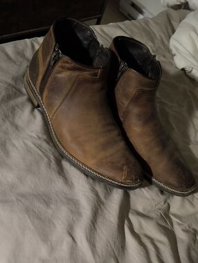 Men's Brown Leather Chukka Zip Boots